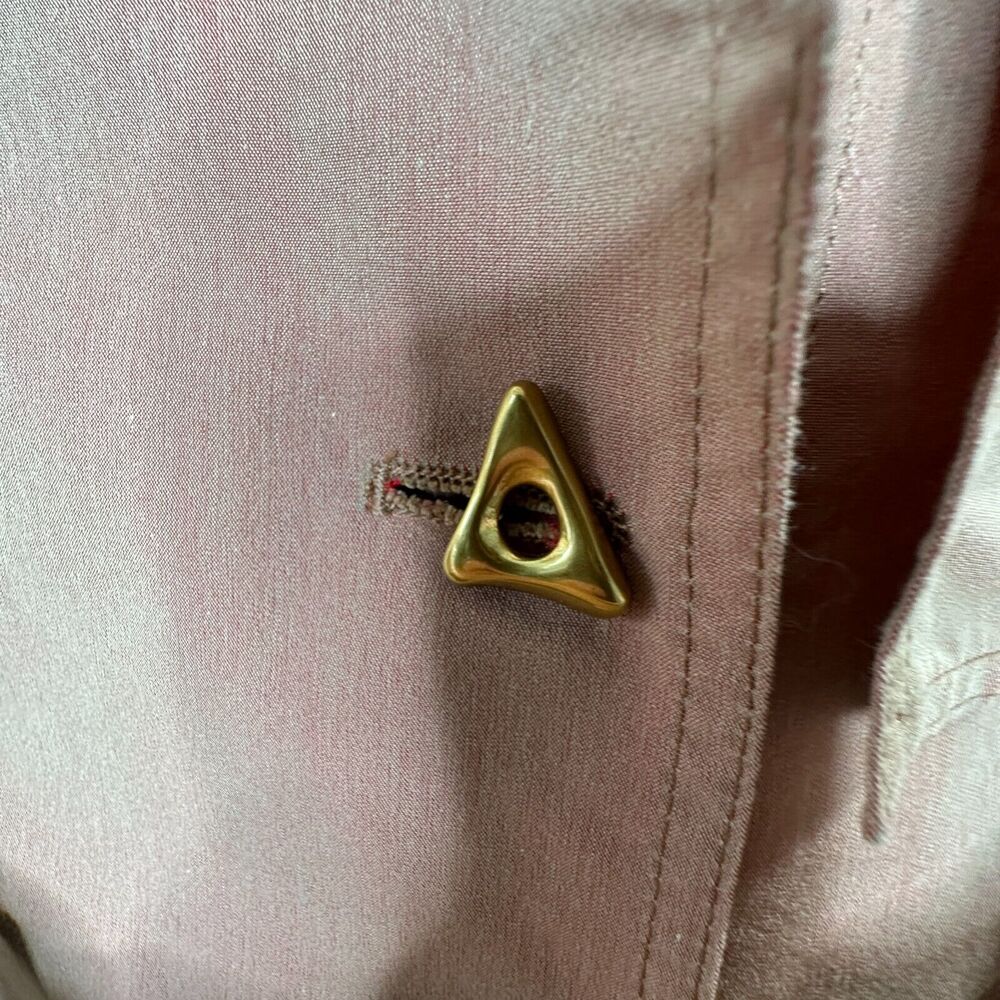 Aeron Delray Dusty Peach Iridescent Sleeveless Button Trench Coat Welt Pockets - Picture 5 of 13